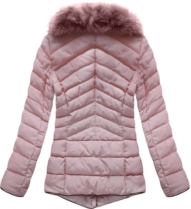 PIKOWANA DAMSKA KURTKA ZIMOWA Z KOŁNIERZEM ANTYCZNY RÓŻ (B1058)