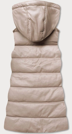 CIEPŁA KAMIZELKA DAMSKA Z EKOSKÓRY BEŻOWA (D-3231-62)