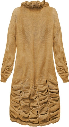 SWETER Z MARSZCZENIAMI I DZIURAMI KARMELOWY (126ART)