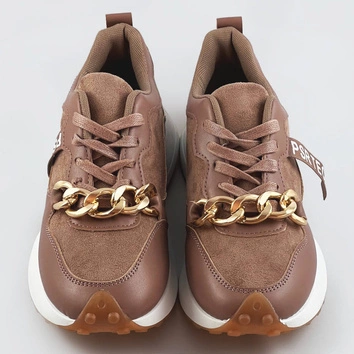Buty sportowe z łańcuchem brązowe (n-206)