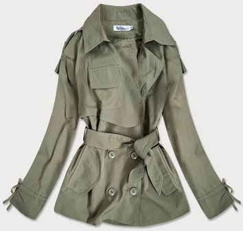 Cienka kurtka damska z kołnierzem khaki (9033#)
