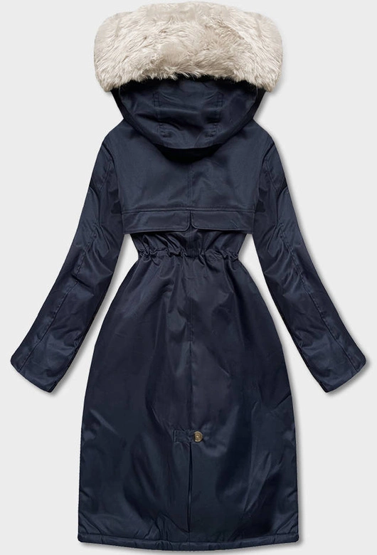 Zimowa kurtka damska na misiu granatowa (B538-3046)