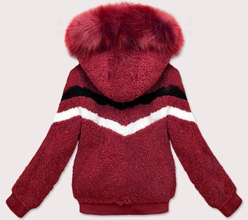 DWUSTRONNA KRÓTKA KURTKA DAMSKA ZIMOWA BORDOWA (H1032-25)