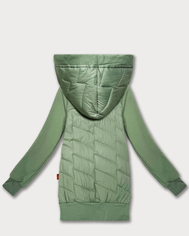 Damska bluza z kapturem z łączonych materiałów Goodlookin pistacjowa (AMG-175)