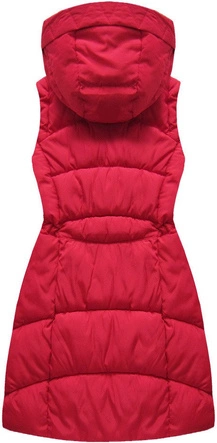 DŁUGA KAMIZELKA Z KAPTUREM CZERWONA (B3582-30)