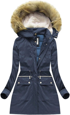 GRUBA PARKA ZIMOWA Z KAPTUREM GRANATOWA (4646)