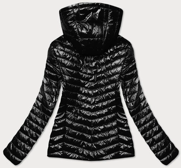 BŁYSZCZĄCA KURTKA DAMSKA CZARNA (6380)