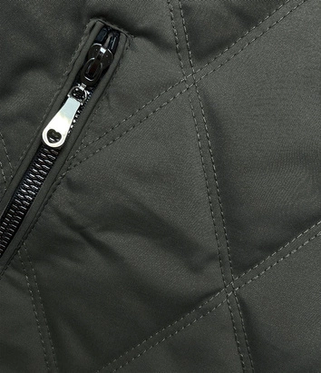 Pikowana kurtka z ozdobnymi ściągaczami army (16M9085-136)