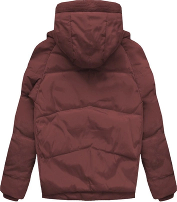 KRÓTKA KURTKA Z PUCHEM NATURALNYM BORDOWA (C715)