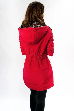 DWUSTRONNA TALIOWANA KURTKA DAMSKA CZERWONA-PEPITKA (W350)