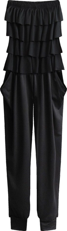 DŁUGI KOMBINEZON Z DEKOLTEM BANDEAU CZARNY (2214)