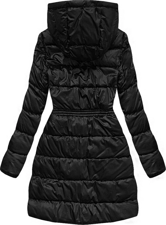 Ortalionowa dłuższa zimowa kurtka damska czarna (j9-005)