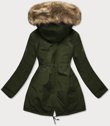 Dwustronna damska  kurtka zimowa khaki-czarna (w557-1big)