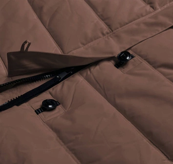 Długa kurtka zimowa damska brązowa (AG8-8013)