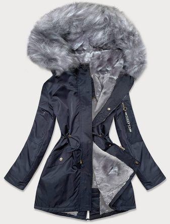 PARKA DAMSKA ZIMOWA Z FUTERKIEM GRANAT-SZARY (B532-3070)