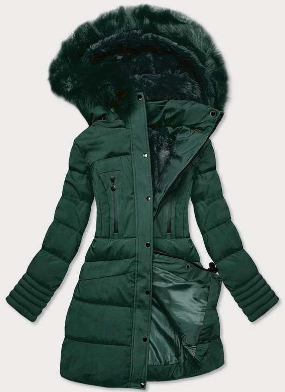 CIEPŁA ZIMOWA KURTKA DAMSKA ZIELONA (H997-26)