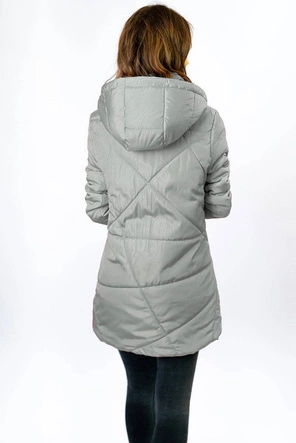 CIENKA KURTKA DAMSKA Z ASYMETRYCZNYM DOŁEM SZARA (B9532)