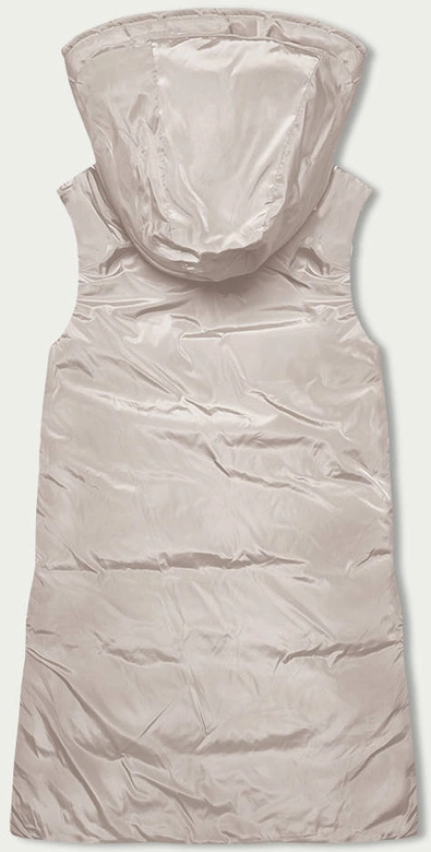 Długa kamizelka damska czarny-jasny beż (V772G)