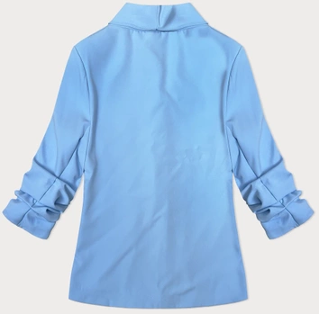 Cienka marynarka z marszczonymi rękawami błękitna (22-356)