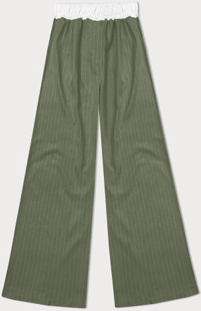 Szerokie spodnie damskie w paseczki zielone (18629)