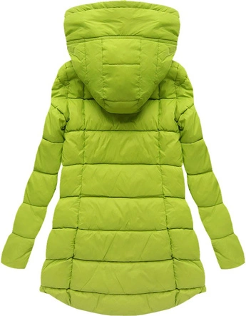 ASYMETRYCZNA KURTKA ZIMOWA LIMONKOWA (7150)