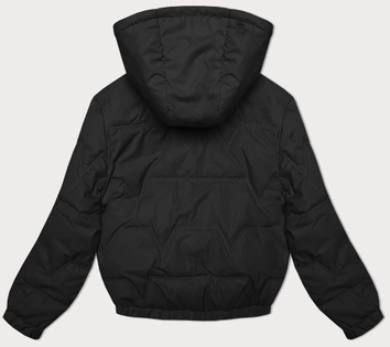 Pikowana kurtka z odpinanym kapturem Miss TiTi czarna (2482)