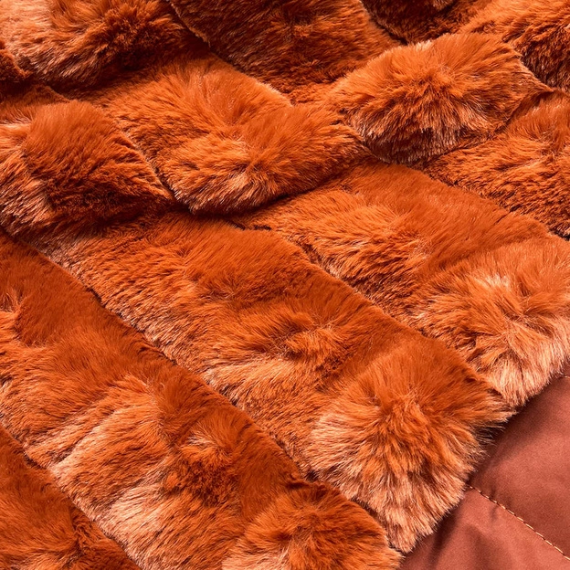 LEKKA KURTKA ZIMOWA DAMSKA FUTRO 2 W 1 RUDA (39039)