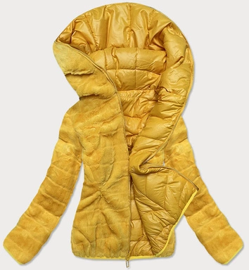 Krótka dwustronna kurtka damska przejściowa żółta (m832a)