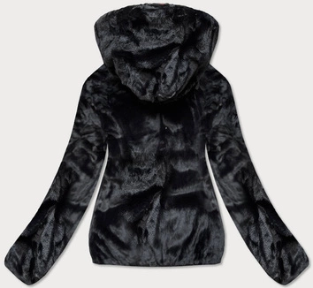 KRÓTKA DWUSTRONNA KURTKA DAMSKA ZIMOWA GRANATOWO-CZARNA (B9580-301)