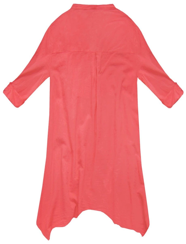 TRAPEZOWA KOSZULA Z GIPIURĄ KORALOWA (ART25)