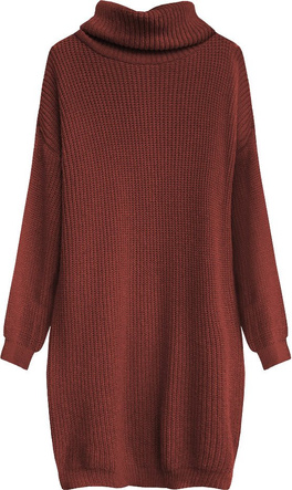 SWETERKOWA SUKIENKA OVERSIZE CEGLANA (473ART)