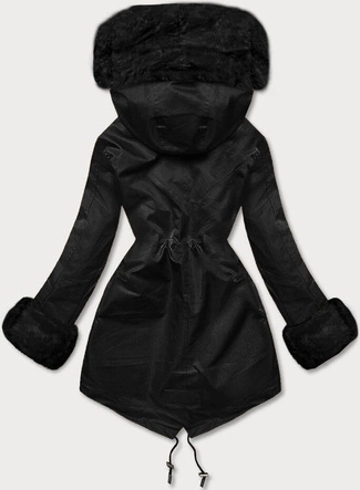 Parka z futrzaną podpinką czarny-czarny (5M763-392A)