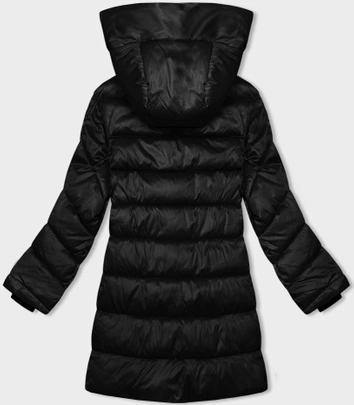 Zimowa kurtka damska z asymetrycznym zamkiem czarna (B8167-1)