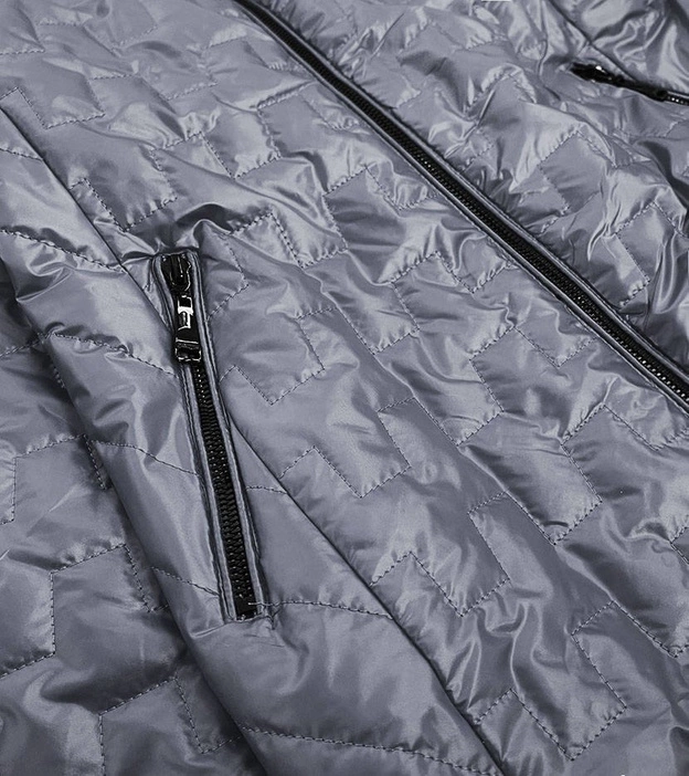 Kurtka damska z ozdobnymi wstawkami szara (mm50)