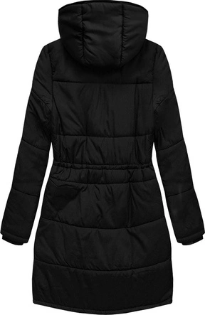 PIKOWANA DAMSKA KURTKA ZIMOWA Z KAPTUREM CZARNA (B2627)