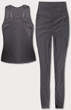 Sportowy komplet top i legginsy ciemnoszare (YW88037-2)