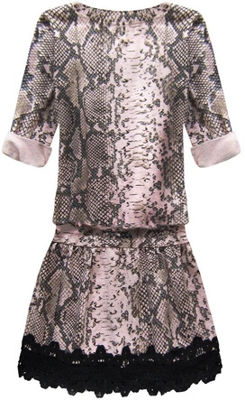 WĘŻOWA SUKIENKA Z GIPIURĄ RÓŻOWA (162ART)