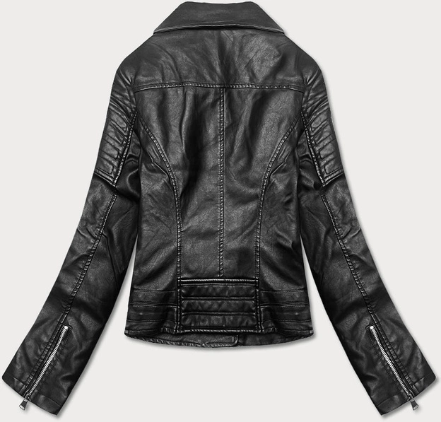 Krótka ramoneska z kołnierzem czarna (11Z8031)