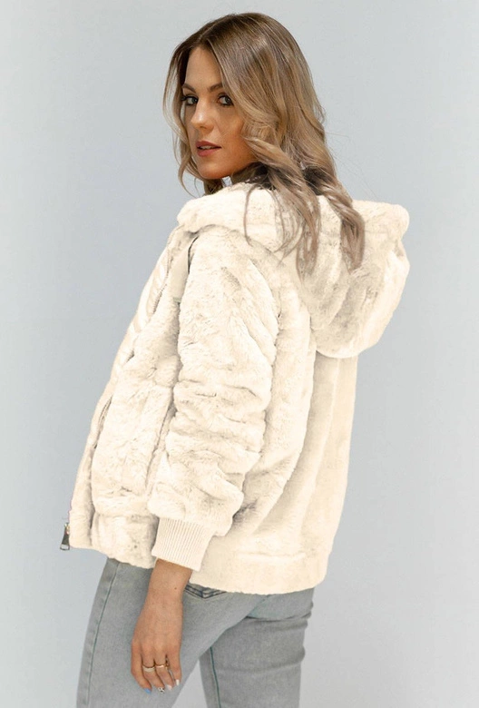 PLUSZOWA KURTKA Z KAPTUREM ECRU (2019)