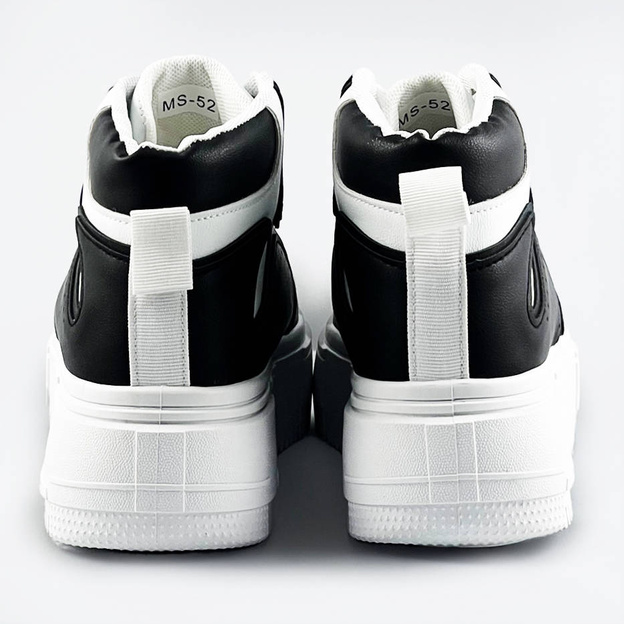 Damskie sneakersy za kostkę biało-czarne (ms-52)