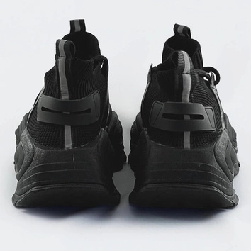 Tekstylne sneakersy damskie czarne (ra16)