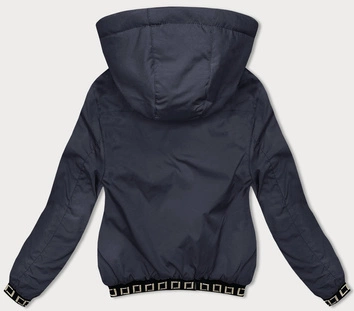 Krótka kurtka z ozdobnymi ściągaczami granatowa (16M9083-215)