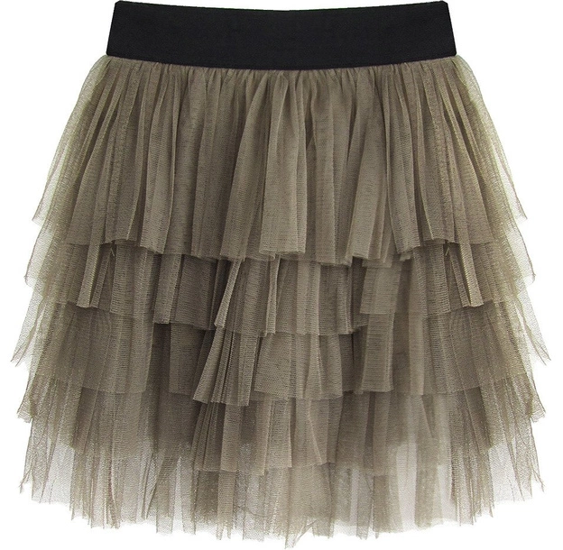 SPÓDNICA Z FALBANAMI OLIWKOWA (2231)