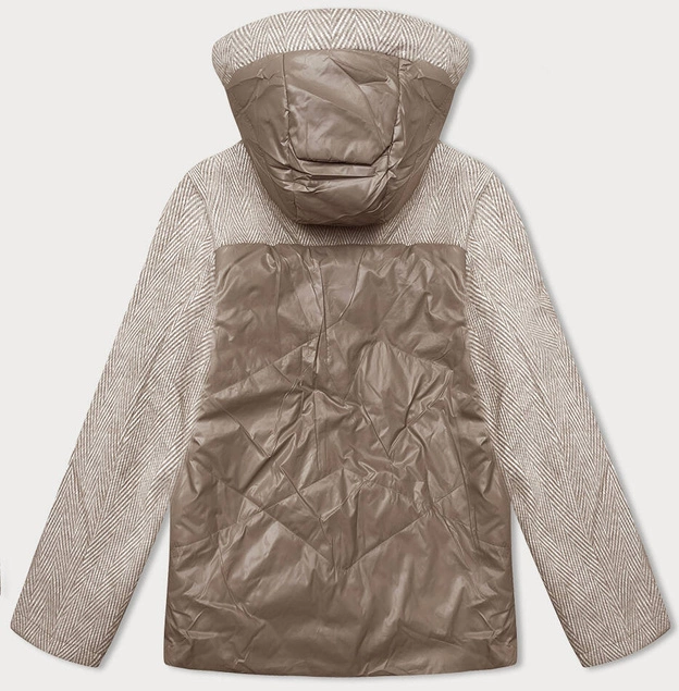 Luźna kurtka z odpinanym kapturem Vaston camel-melanż (SJ218-036#)