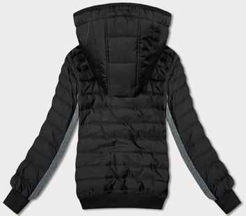 Damska kurtka z łączonych materiałów czarny-grafit (8M916-392)