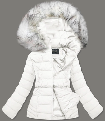 KRÓTKA ZIMOWA KURTKA Z KAPTUREM BIAŁA (16M9058-281)