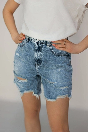 Spodenki jeansowe z wysokim stanem  (H120)