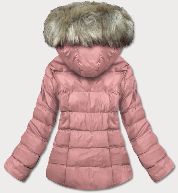 Krótka zimowa kurtka z kapturem różowy (5M723-46)