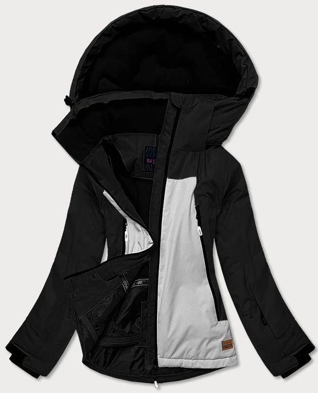 KURTKA NARCIARSKA DAMSKA CZARNO-SZARA (B2382)