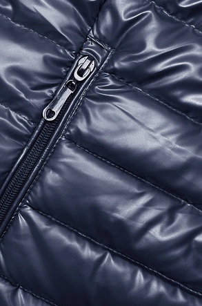 Pikowana kurtka damska ze stójką granatowa (16M9110-215)